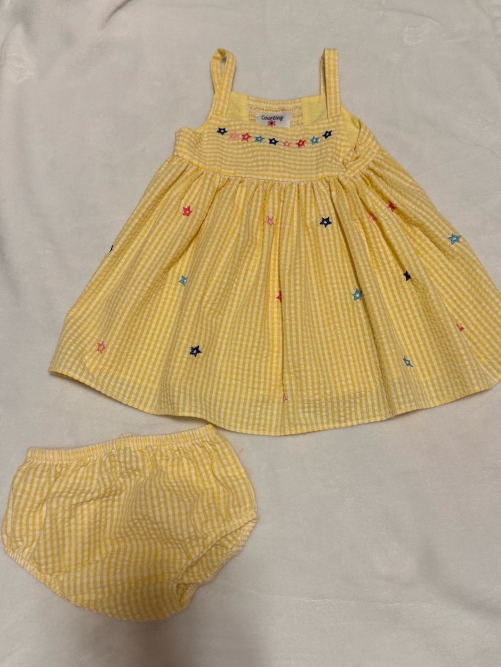 Counting Dasies Yellow Star Dress with Matching Bloomers